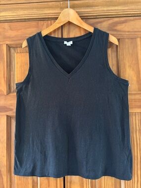 J. Crew Black V-Neck Cotton Tank